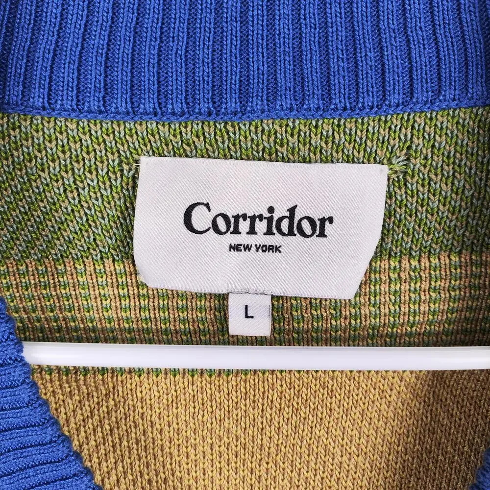 Corridor Cardigan Sweater Mens Large Multicolor Geometric V Neck Button Front